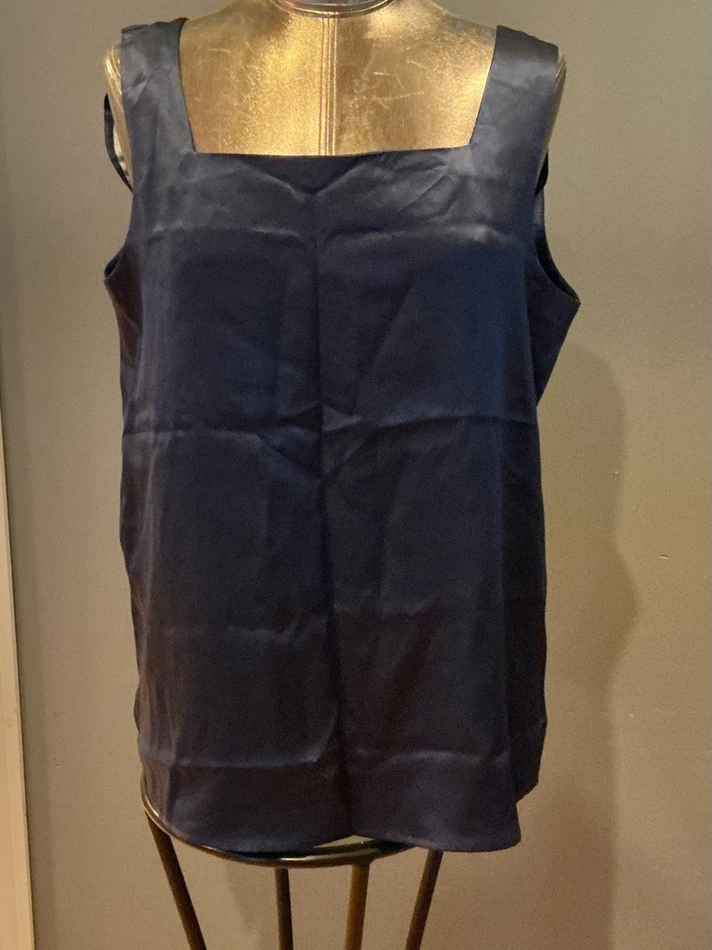Navy 100% Silk Tank Top